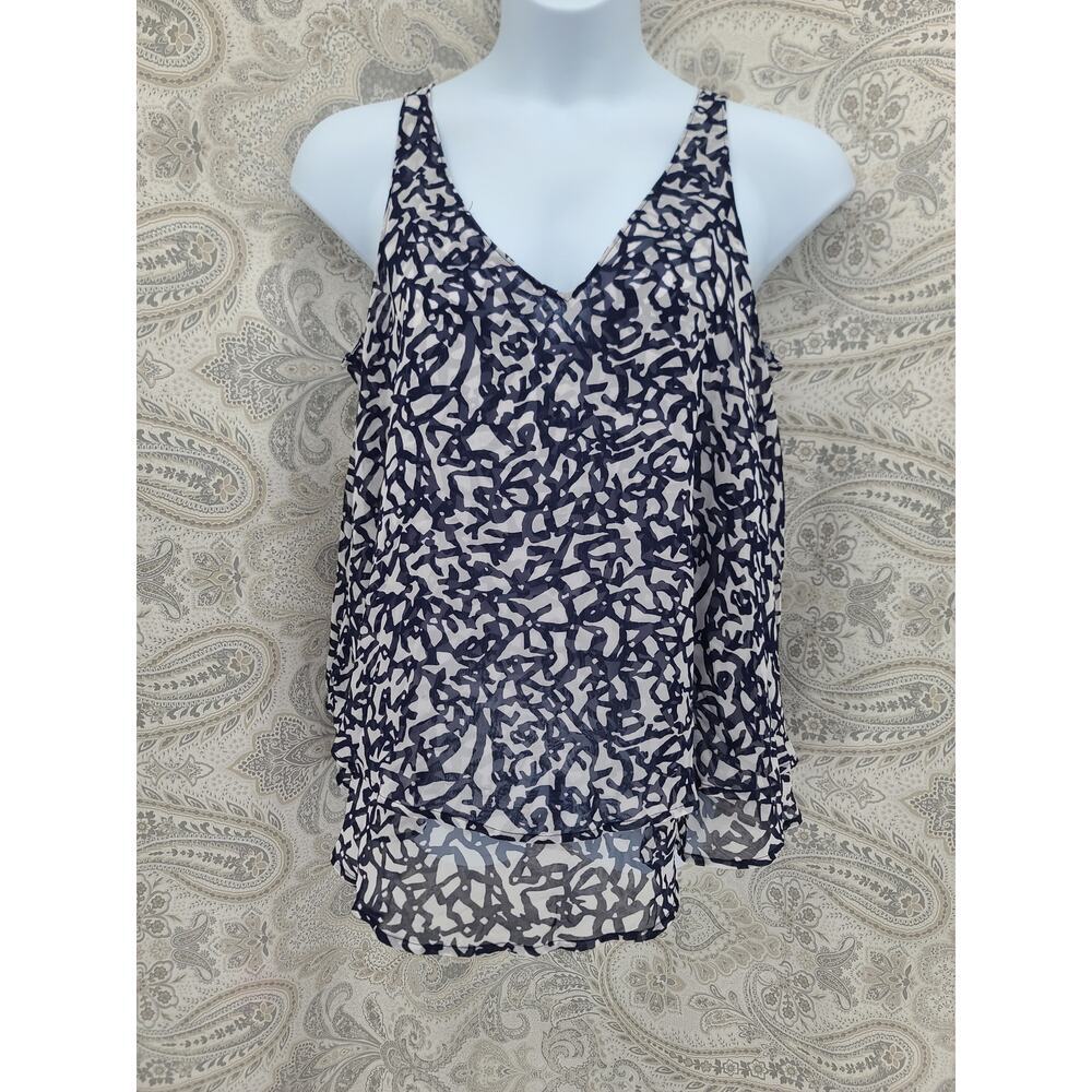 Vacay Ready Tiered Sheer Lane Bryant SZ 14 blue white tank Nautical Vibes Beachy - Picture 2 of 5